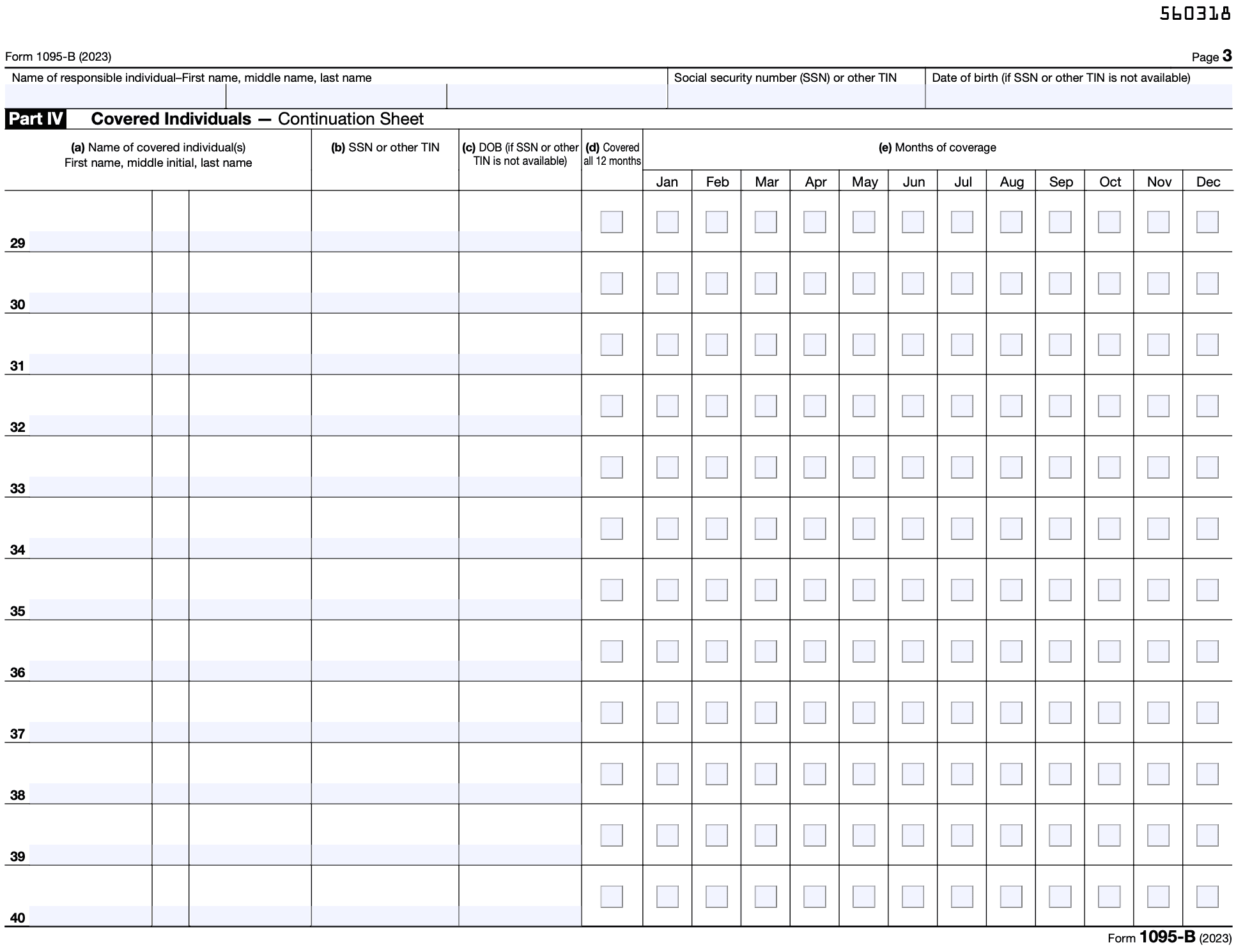 Part IV Covered Individuals — Continuation Sheet