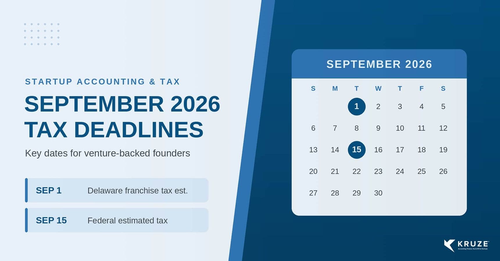 September 2026 startup tax deadlines