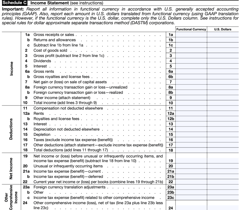 Schedule C - Income Statement