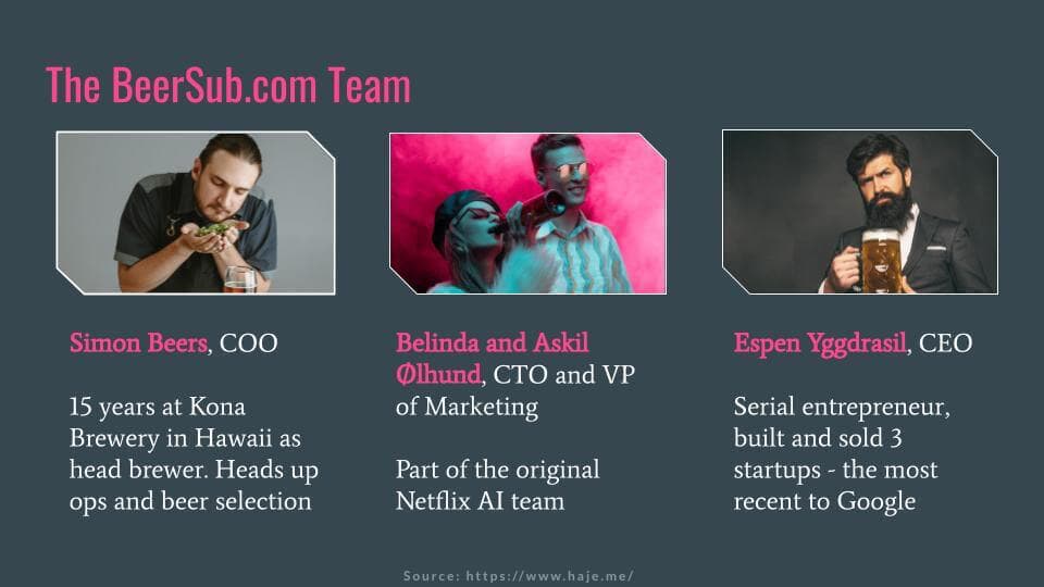 B2C Pitch Deck Team Slide