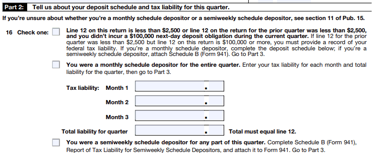 Fill in tax liability and
deposits