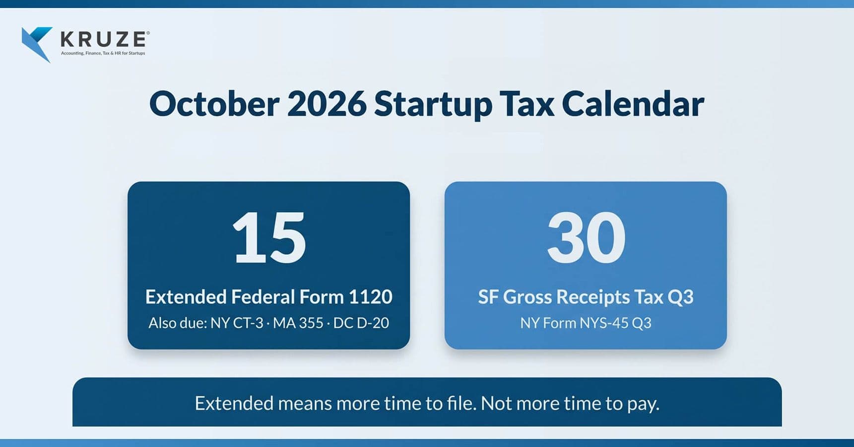 October 2026 startup tax deadlines