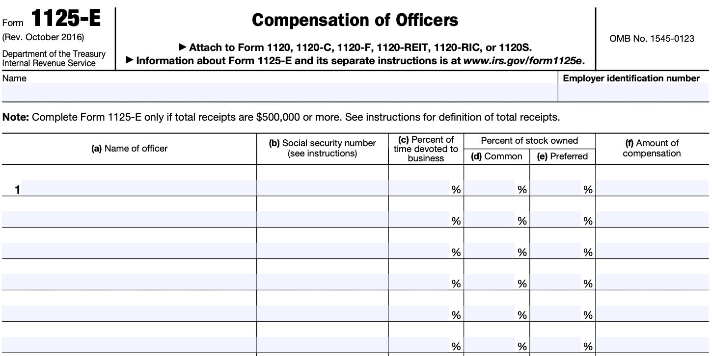 Form 1125 E