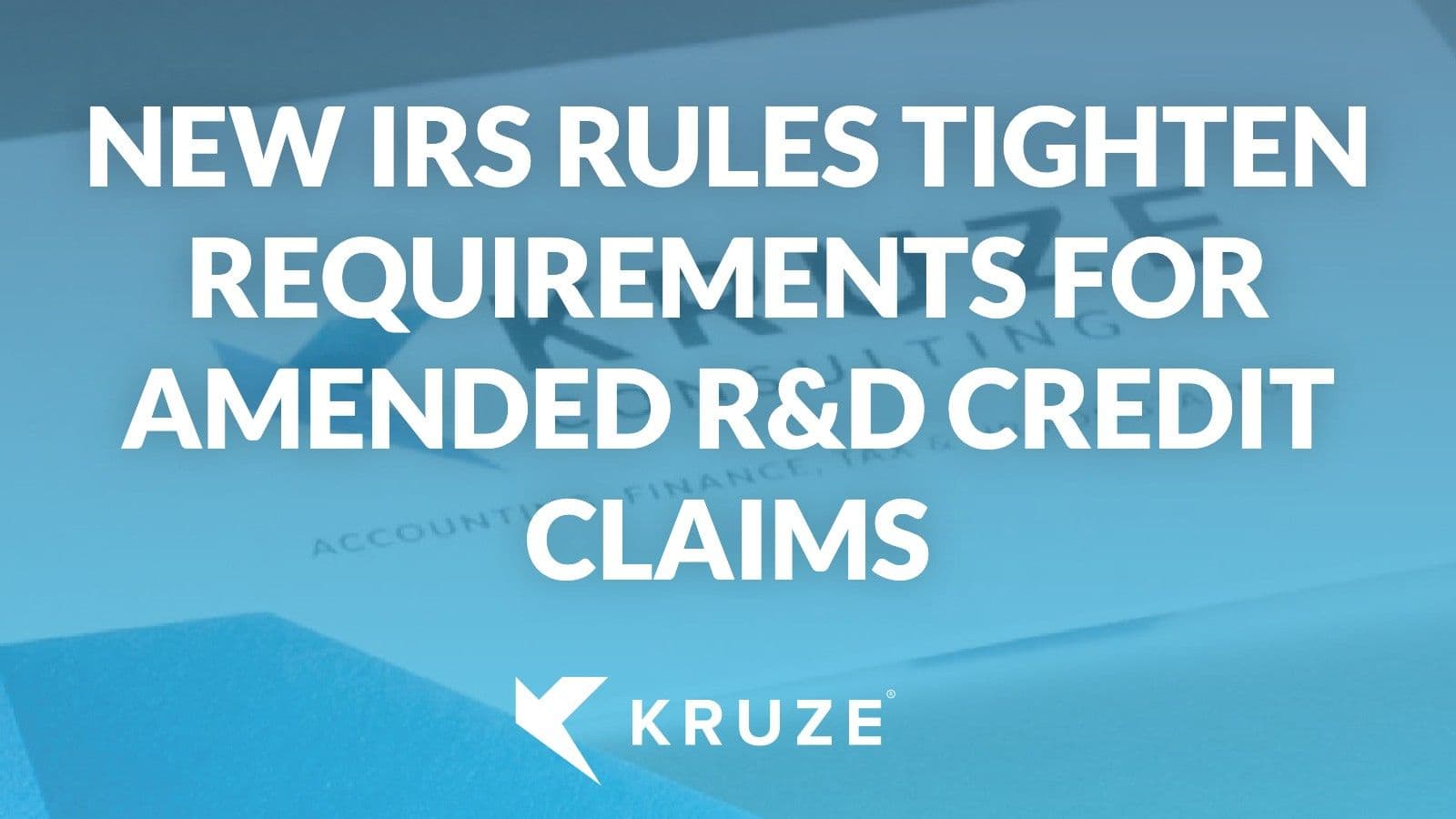 New R&D Tax Credit Rules